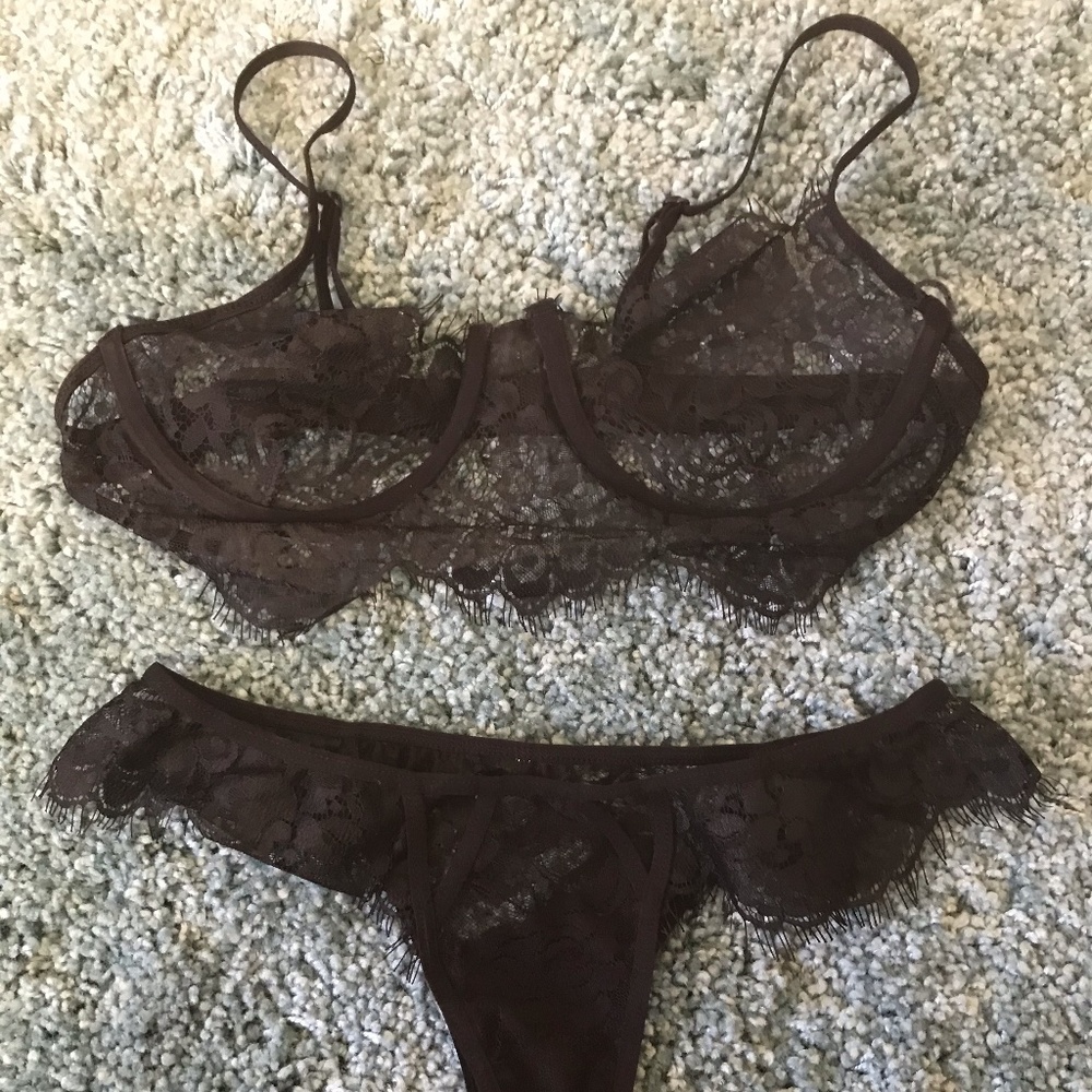 Black Lace Lingerie Set! Bottoms and Top!